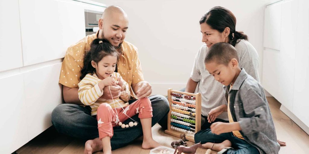 parents teaching children